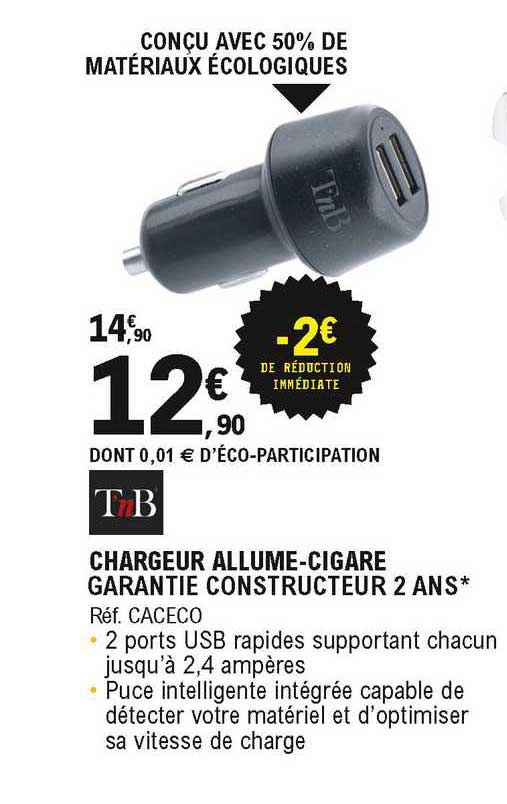 chargeur allume-cigare tnb