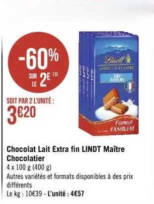 chocolat lait extra fin lindt maître chocolatier