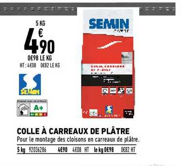 colle à carreaux de plâtre semin