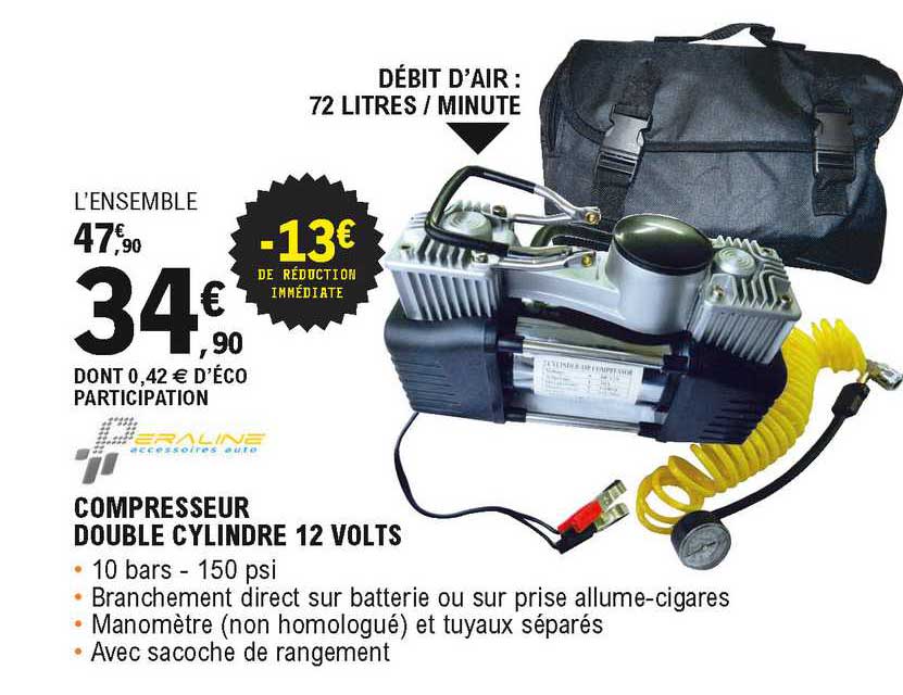 compresseur double cylindre 12 volts peraline