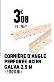 cornière d'angle perforée acier galva 2,5 m