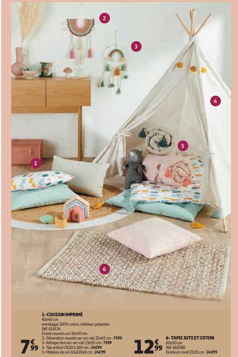 Coussin Imprimé, Tapis Jute Et Coton