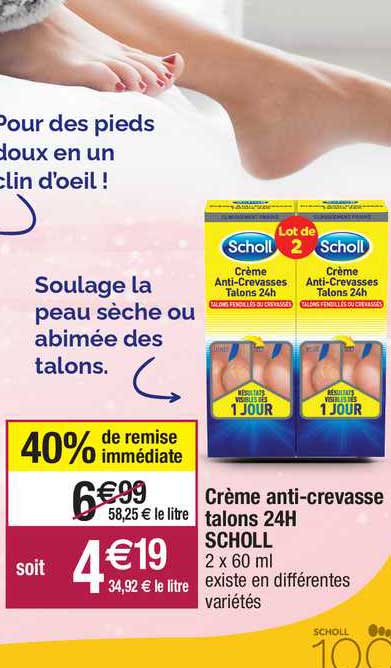crème anti-crevasse talon 24h scholl