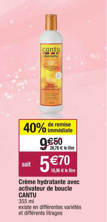 crème hydratante avec activateur de coucle cantu