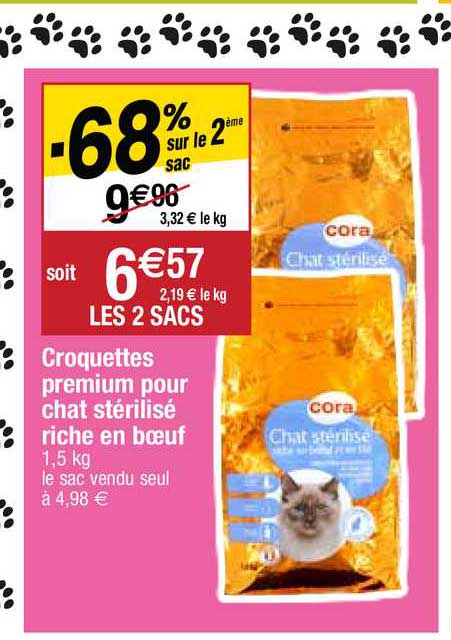 croquettes premium pour chat stérilisé riche en bœuf