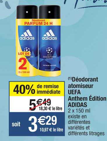 déodorant atomiseur uefa anthem édition adidas