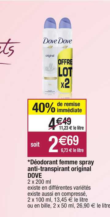 déodorant femme spray anti-transpirant original dove