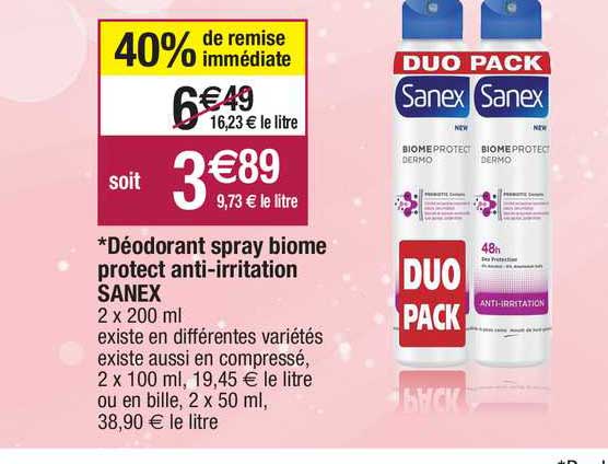 déodorant spray biome protect anti-irritation sanex