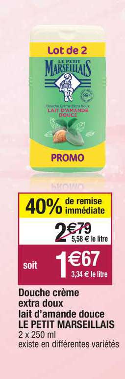 douche crème extra doux lait d'amande douce le petit marseillais