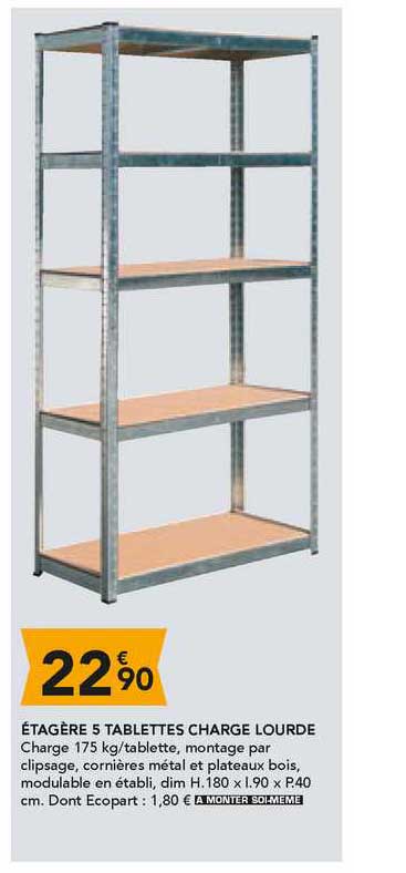 étagère 5 tablettes charge lourde