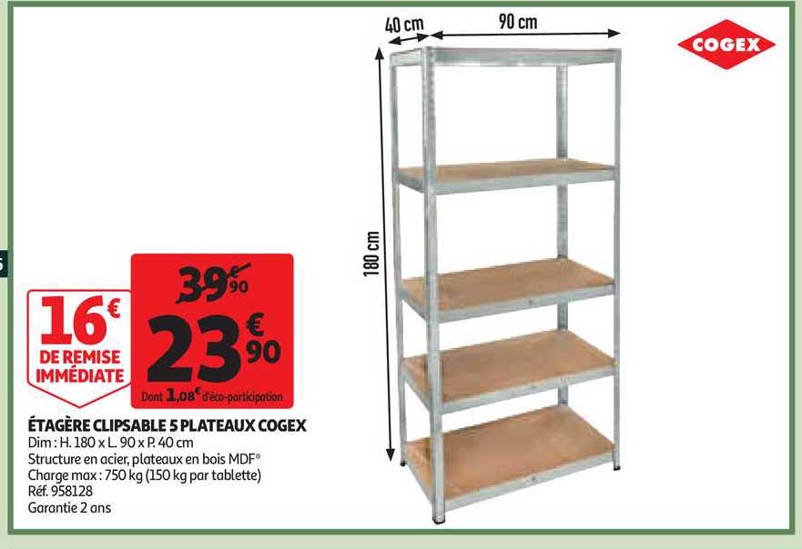 étagère Clipsable 5 Plateaux Cogex