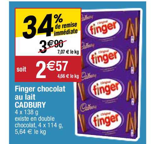 finger chocolat au lait cadbury