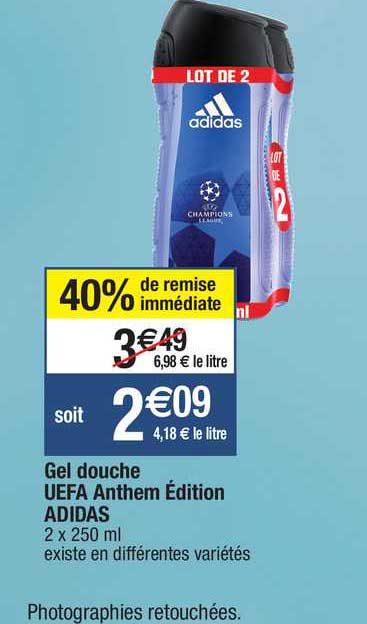 gel douche uefa anthem édition adidas