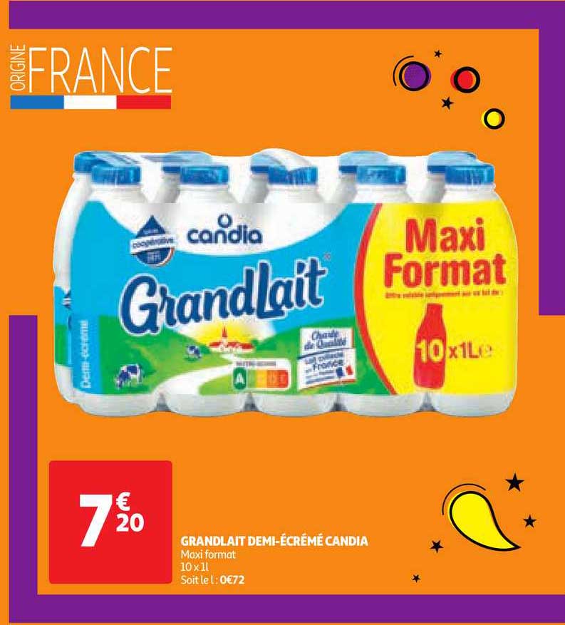 grandlait demi-écrémé candia