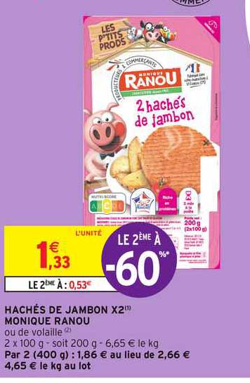 hachés de jambon x2 monique ranou