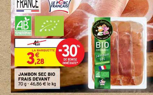 jambon sec bio frais devant