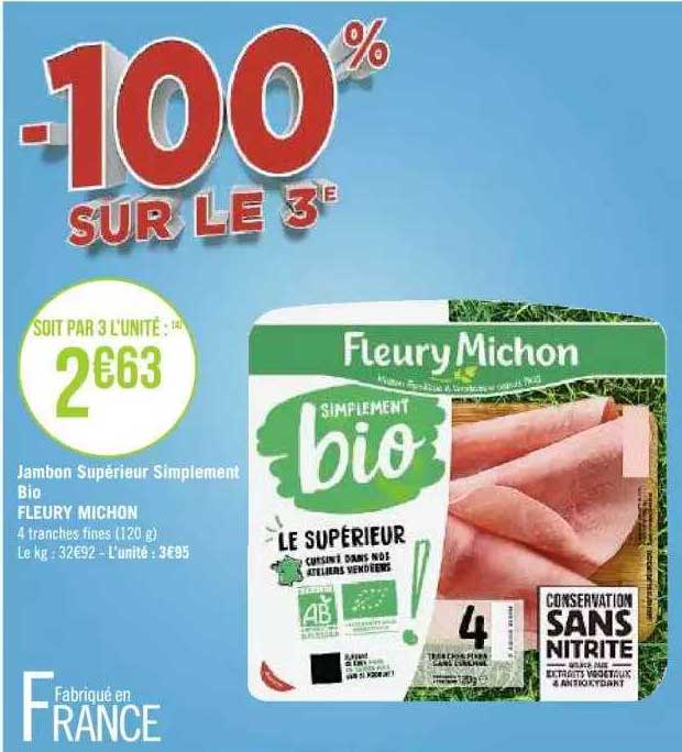jambon supérieur simplement bio fleury michon