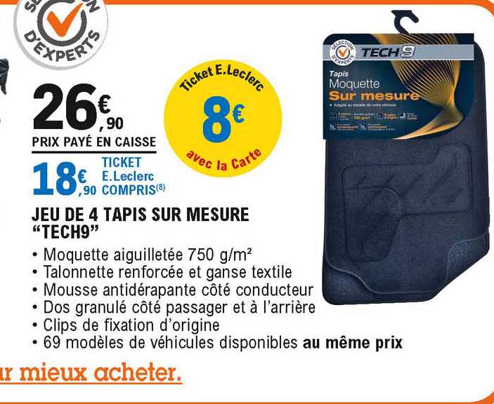 jeu de 4 tapis sur mesure "tech9"