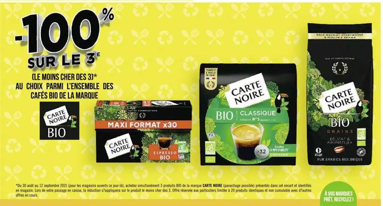 l'ensemble des cafés bio de la marque carte noir bio