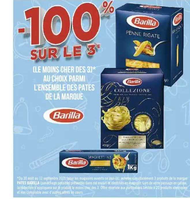 l'ensemble des pâtes de la marque barilla