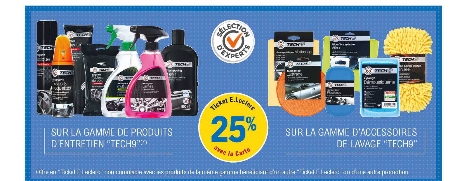 la gamme de produits d'entretien "tech9", la gamme d'accessoires de lavage "tech9"