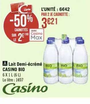 lait demi-écrémé casino bio