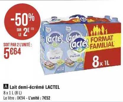 lait demi-écrémé lactel