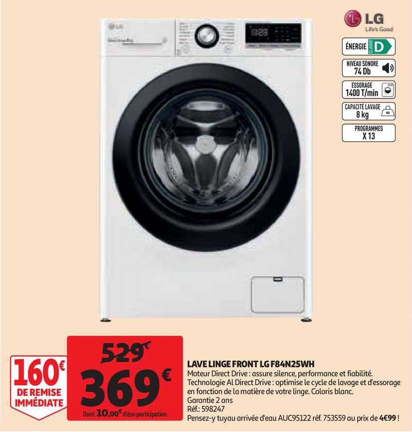 lave linge front lg f84n25wh