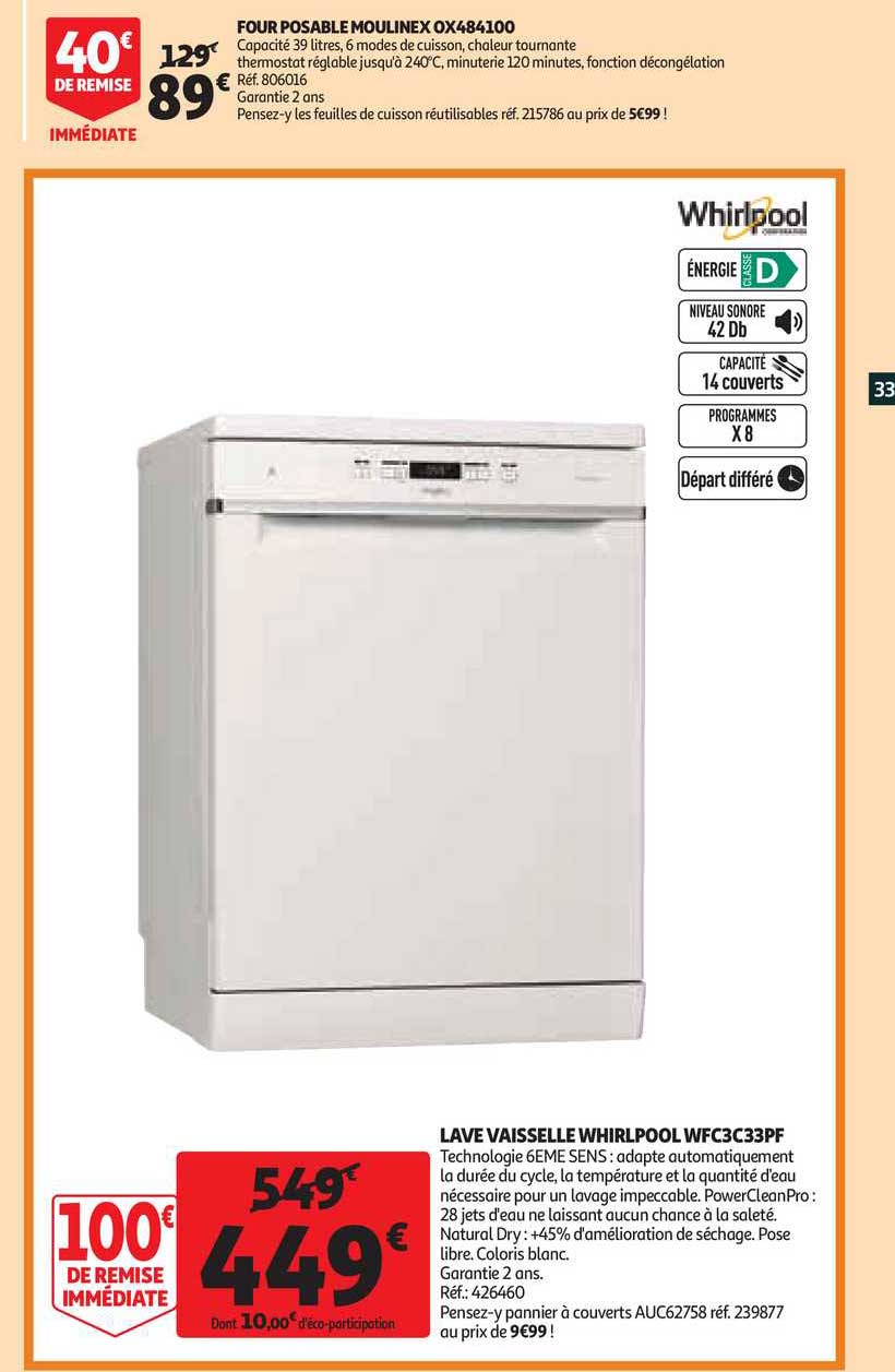 lave vaisselle whirlpool wfc3c33pf