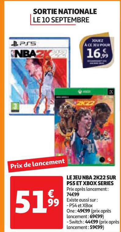le jeu nba 2k22 sur ps5 et xbox series