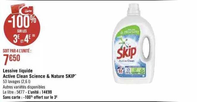 lessive liquide active clean science & nature skip