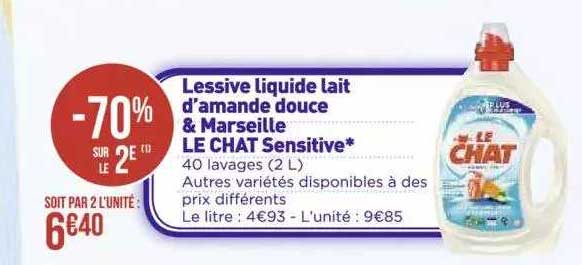 lessive liquide lait d'amande douche & marseille le chat sensitive