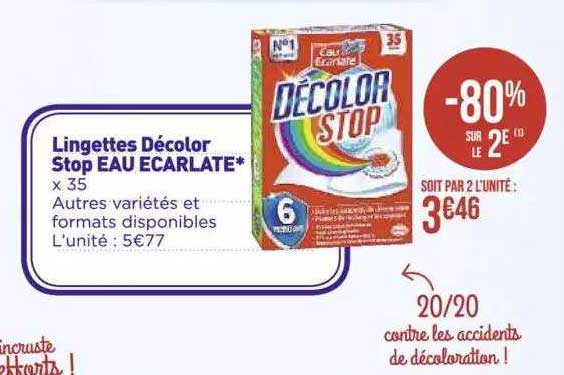 lingettes décolor stop eau écarlate