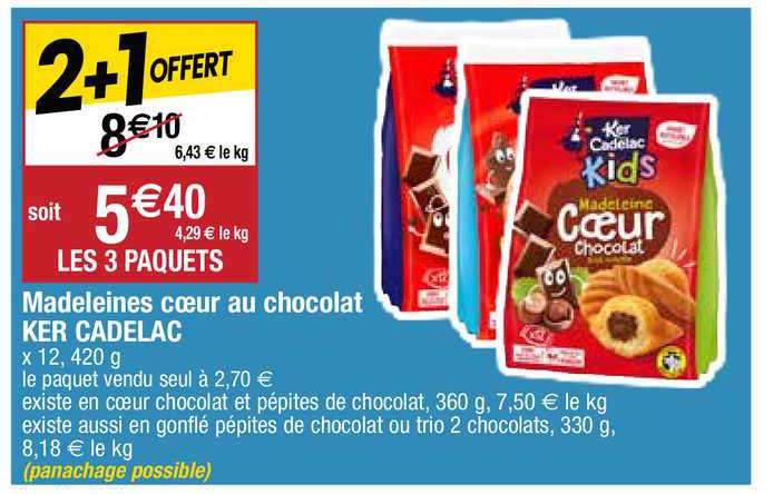 madeleines cœur au chocolat ker cadelac