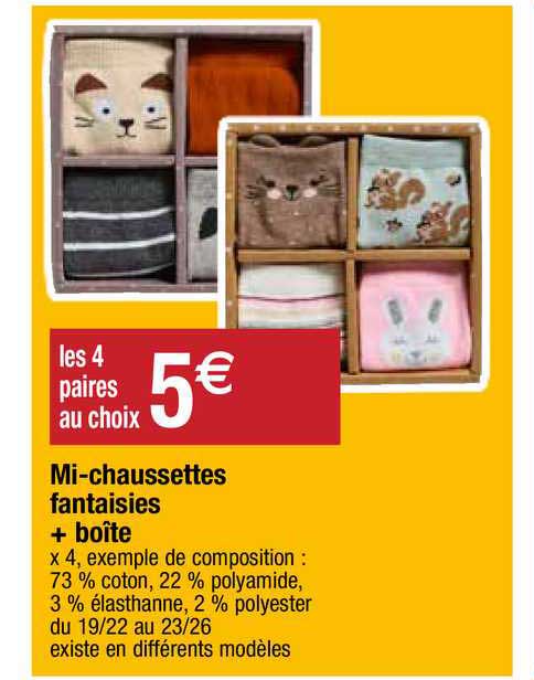 mi-chaussettes fantaisies + boîte