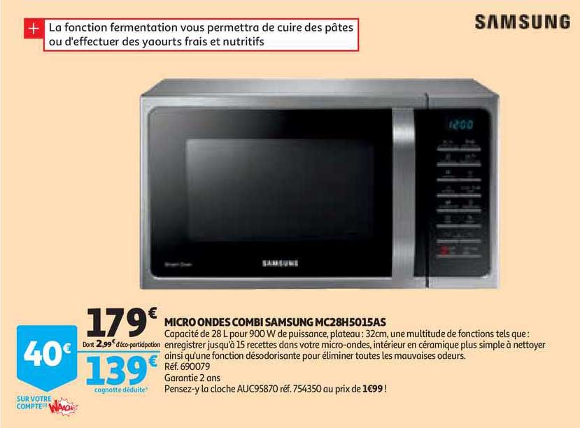 micro ondes combi samsung mc28h5015as samsung