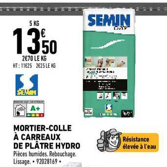 mortier-colle à carreaux de plâtre hydro