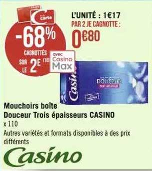 mouchoirs boîte douceur trois épaisseurs casino