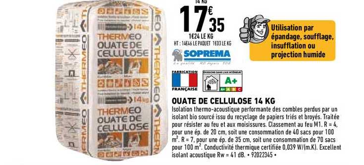 ouate de cellulose 14 kg soprema