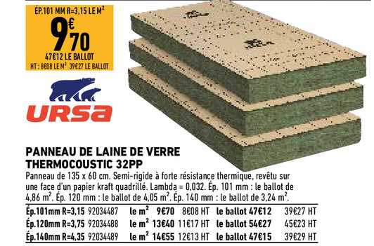 Panneau De Laine De Verre Thermocoustic 32pp Ursa