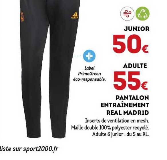 pantalon entraînement real madrid junior, adulte adidas