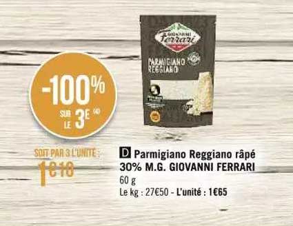 parmigiano reggiano râpé 30% m.g. giovanni ferrari
