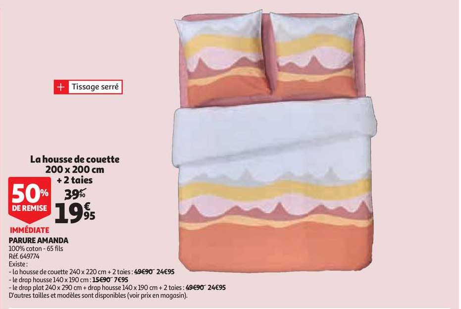 parure amanda : la housse de couette 200 x 200 cm + 2 taies