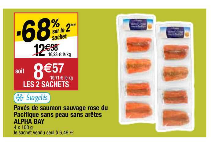 pavés de saumon sauvage rose du pacifique sans peau sans arêtes alpha bay