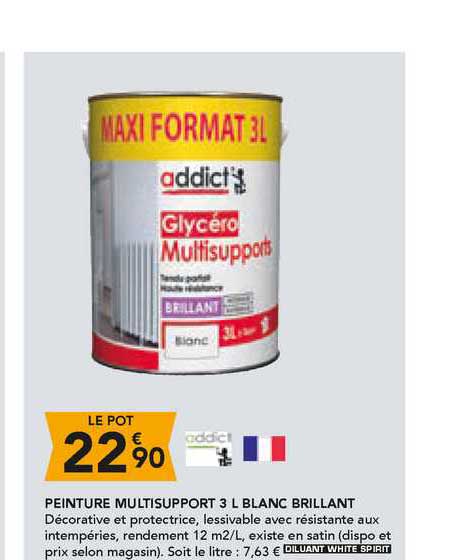 peinture multisupport 3 l blanc brillant addict