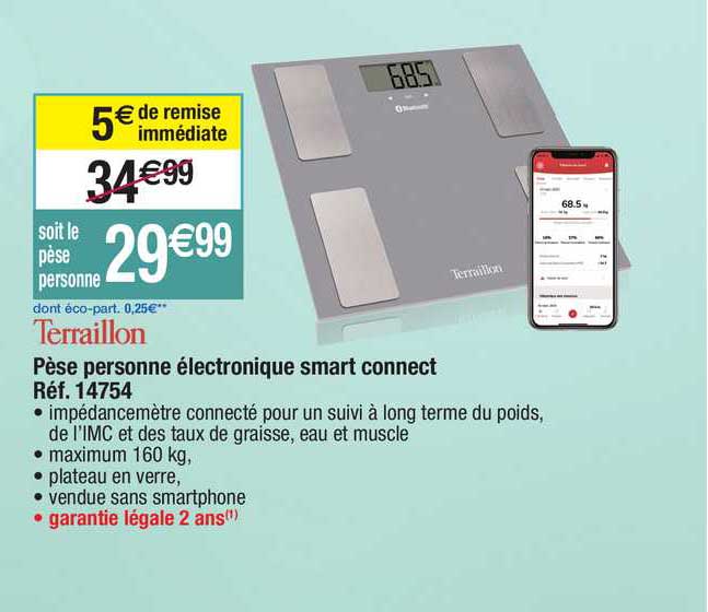 pèse personne électrique smart connect terraillon réf. 14754