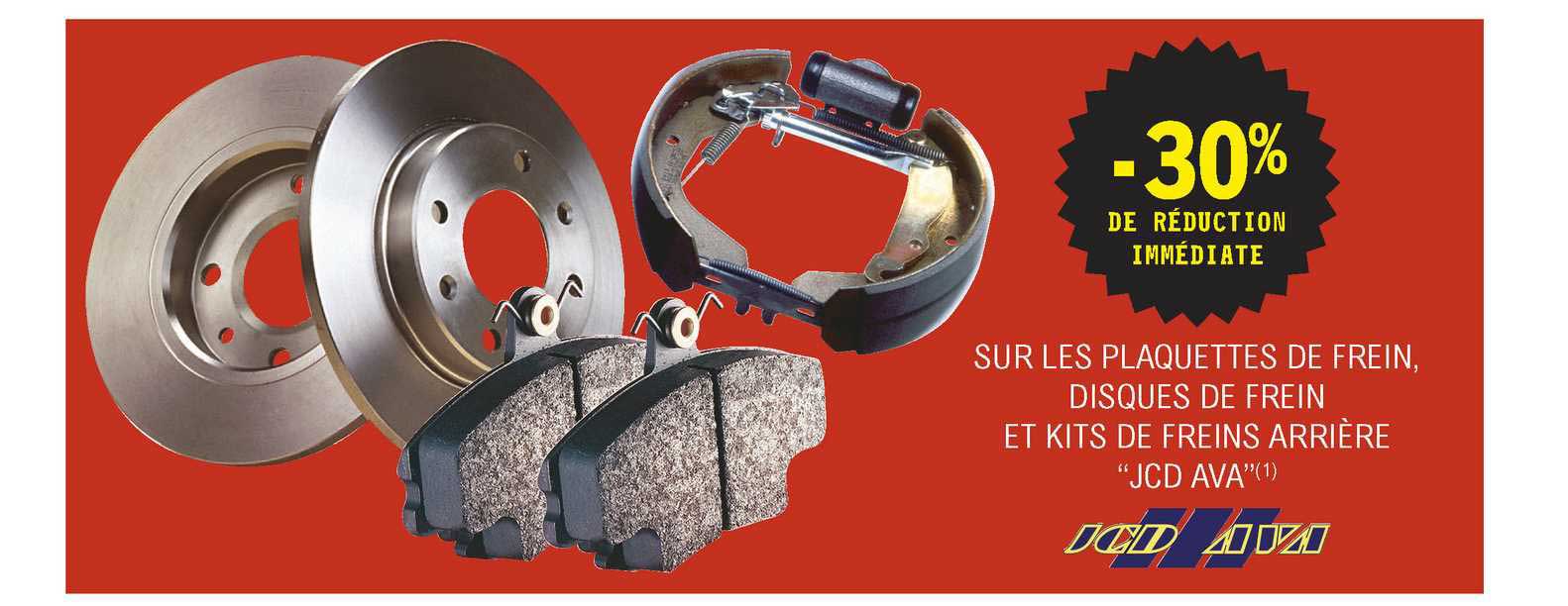 plaquettes de frein, disques de frein et kits de freins arrière "jcd ava"