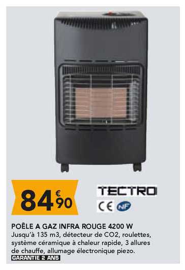 poêle à gaz infra rouge 4200 w tectro
