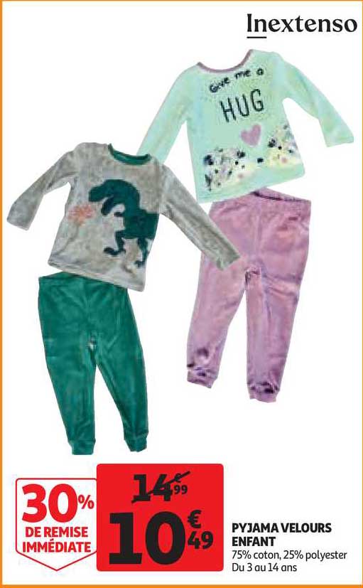 Pyjama Velours Enfant In Extenso