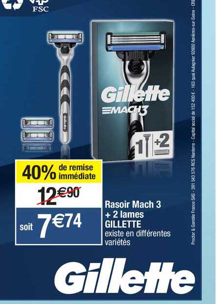 rasoir mach 3 + 2 lames gillette